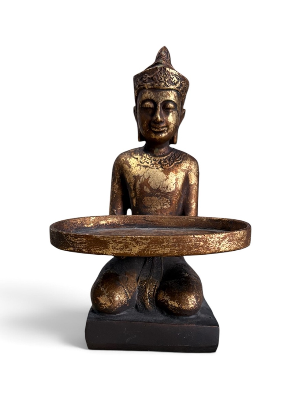 Antique Gold Kneeling Buddha Decorative Tray